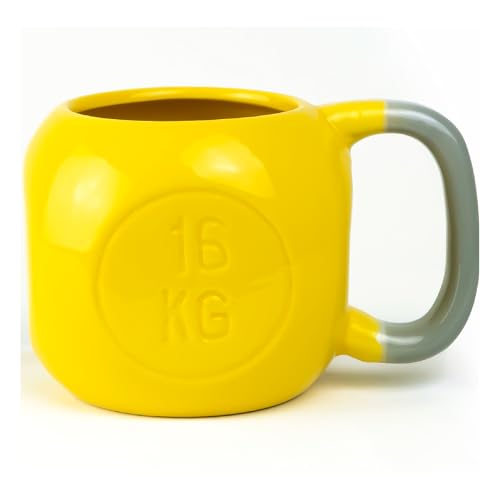 Bidut Taza de Cerámica 350 ml con Diseño de Pesa Rusa | Color Amarillo | Apta Microondas y Lavavajillas | Regalo Original para Hombres, Gym, Crossfit y Amantes del Fitness Bidut Taza de Cerámica 350 ml con Diseño de Pesa Rusa | Color Amarillo | Apta Microondas y Lavavajillas | Regalo Original para Hombres, Gym, Crossfit y Amantes del Fitness