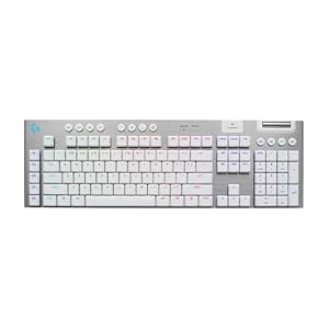 Logitech G915 X Lightspeed Low-Profile Wireless Gaming Keyboard, Double-Shot PBT Keycaps, Fully Programmable Keys, RGB Backlighting, Sleek Aluminum Finishing, GL Brown Tactile Switches – White