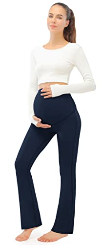 Joyspels Maternity Pants With Pockets, Womens Pregnancy Flare Maternity Leggings, High Waisted Maternity Workout Yoga Dress Pants For Work Casual (Navy, M) #TOP5