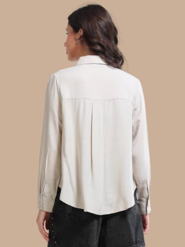 Image of Glam & Chique Women's Relaxed Fit Spread Collar Solid Casual Shirt S-2XL