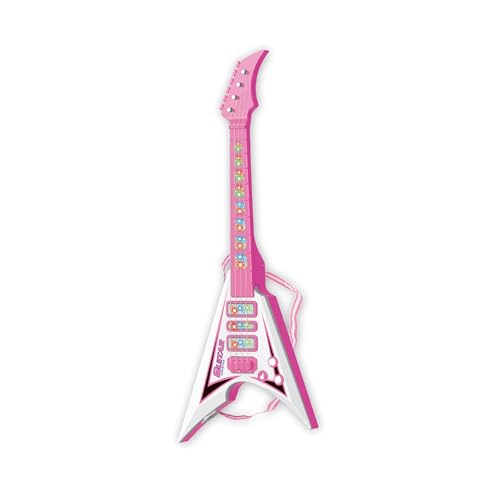 Baroni Toys Guitarra para niños a partir de 3 años con luces, juguete musical con efectos sonoros y luminosos, guitarra eléctrica músicos, (rosa)