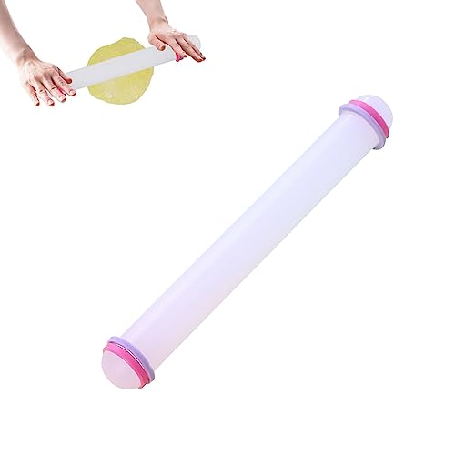9 Inch Non-Stick Sugarcraft Fondant Rolling Pin with Guide Rings,Adjustable Rolling Pin Pastry Dough Roller,Plastic Fondant Roller Dough Rollerfor Rolling Fondant,Sugar Paste,Dough,Pie Crust