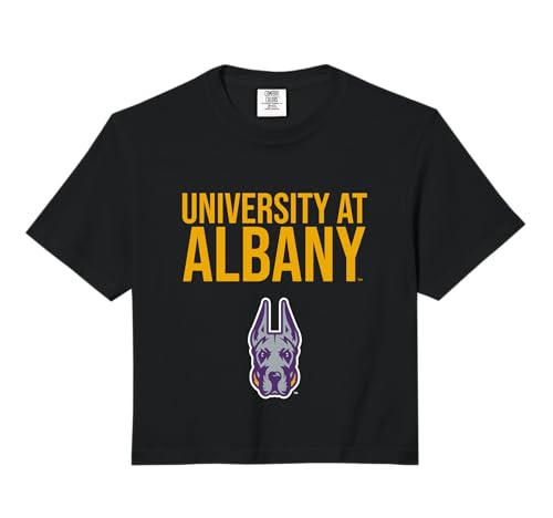 University at Albany Great Danes Stacked Comfort Colors Crop Top