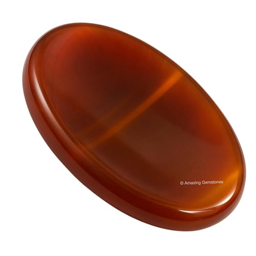 Image of Amazing Gemstone Carnelian Onyx Worry Stone, Healing Crystals - Piedra Crystal Fidget for Gift, Meditation, Calming, Relaxation, Stress Relief