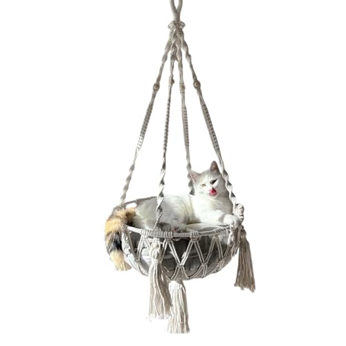 猫用ハンモック | ペット用スイング,コットンロープ ペット ハンモック 窓辺 デスク つりぶとん 小型犬 子猫 くつろぎ