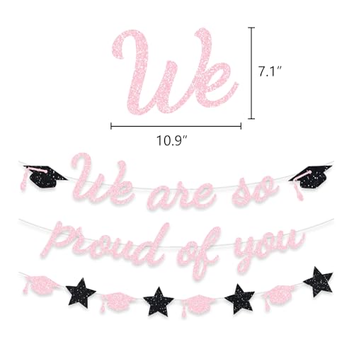 Image of We Are So Proud Of You Banner Graduation Party Decorations Glitter Congratulations Class Grad Ideas Pink