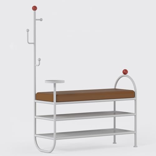 Banc à chaussures blanc avec rangement et coussin d'entrée - 2