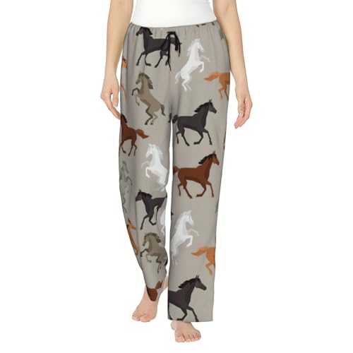 Pantalon de pyjama femme imprimé cheval ample et confortable avec poches