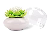 Bloss Q-tips Holder Cotton Ball/Swab Organizer Lotus Shape Swab Cosmetic Storage&Toothpick Holder , Green