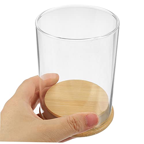 Table Top Decor 1 Set Windproof Candle Holder Glass Menorah Candlesticks Transparent Candlesticks Candle Candlesticks Ornaments Glass, Bamboo Christmas Decor #TOP6