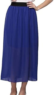 Blue Chiffon Straight Skirt For Women