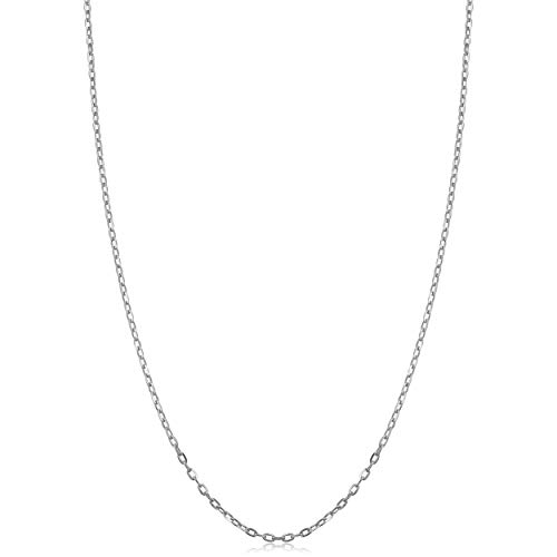 Kooljewelry 14k White Gold Diamond-cut Cable Chain Necklace (1 mm)