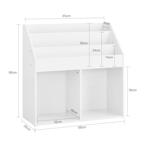 Miniatura 3 de Sobuy Librería Infantil Estantería Montessori Con 3 Estanterías Y 2 Compartimentos Organizador Juguetes Almacenaje Para Libros Muebles Habitación Blanco 68x30x68 Cm Kmb01-Ii-W