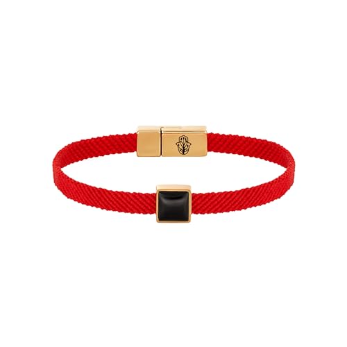 KARMA AND LUCK Red String Bracelet with Black Onyx, Jade, Tiger Eye, Lapis Lazuli - Rhodium Plated Brass, Handmade in Thailand, Available in 6.5