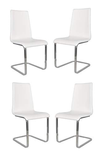 t m c s Tommychairs - Set 4 sillas Berlin Estilo Cantilever con Patas de Acero Cromado de Alta Resistencia y Asiento en Madera Multicapa, tapizado en Polipiel Color Blanco