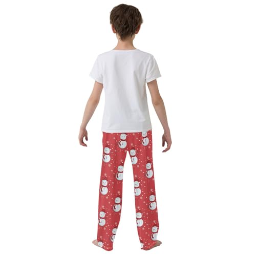 Boys' Pants Christmas Snowman Snowflake Red Long Bottoms Jogger Pants Elastic Waist Trousers with Pockets S-XL3