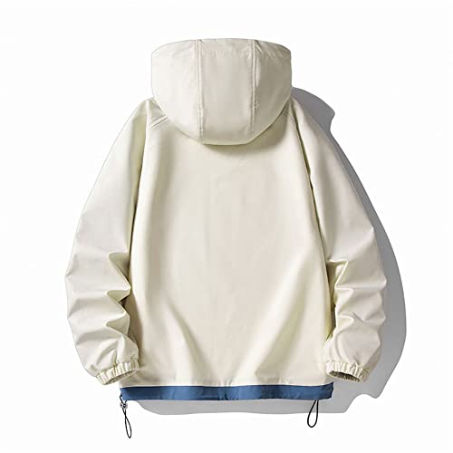 Veste vintage homme zippée Youllyuu coupe-vent surdimensionné kaki veste à capuche rayures