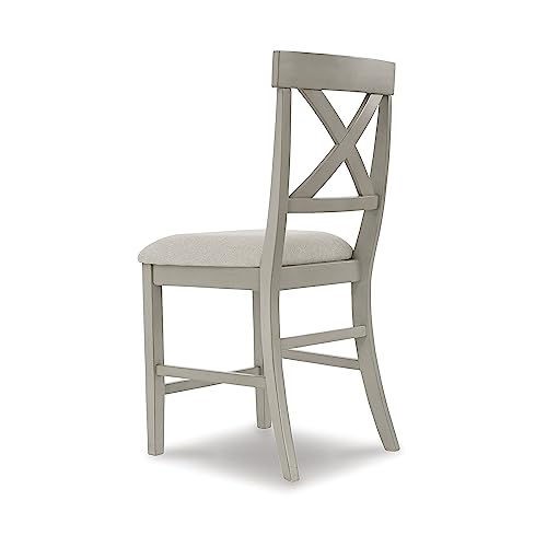 Signature Design By Ashley Parellen Modern Farmhouse 24" Counter Height Upholstered Barstool, 2 Count, Gray #TOP3
