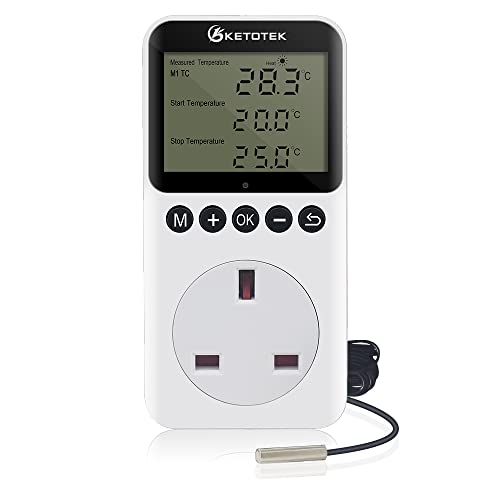 KETOTEK Thermostat Plug Socket Day/Night Temperature Controller with Timer