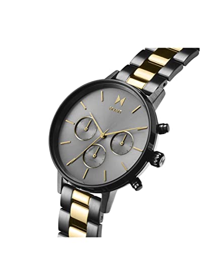 Image of MVMT Nova Qtz Multifunction Grey Round Dial Women's Stainless Steel Watch, Ionic Plated Gold Steel & Ionic Plated Grey Steel Material, Gold Band - 28000177-D