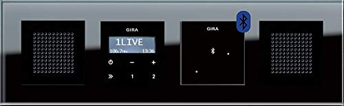 Gira Stereo Bluetooth RDS Unterputz Radio Esprit mit Lautsprechern und schwarzem Glasrahmen