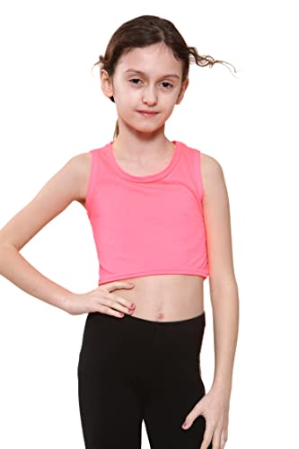 Gum & Berries Chaleco Fluorescente de neón para niñas y niños, Camiseta Corta, Ropa de Baile, Vestido Elegante de Gimnasia, Rosa neón, 11-12 años