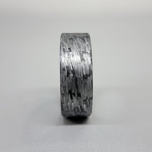 Handmade Ring Band - Men's or Women's Silver Texalium Ring with Carbon Fiber Interior, Matte Finish, Durable, Scratch Resistant, Waterproof, Sizes 4-16, Custom Band Widths4
