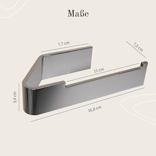 Designfabrik Hamburg Toilettenpapierhalter ohne Bohren | Klopapierhalter zum Kleben | Klorollenhalter Bad | WC Rollenhalter selbstklebend | Toilettenpapierhalter Chrom | Modernes Design