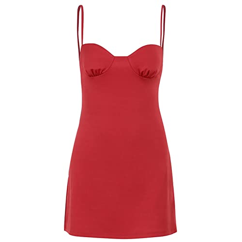 Alaurbeauty Damen Y2K Rückenfreies Figurbetontes Kleid Sexy Kurz Spaghetti...