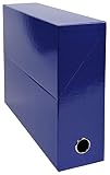 Exacompta - Réf. 89922E - 1 Boîte transfert Iderama en papier teinté dans la masse - Dos 90 mm - Œillet en métal - Pour format A4 - Dimensions 25,5 x 34 x 9 cm - Couleur bleu foncé - Livrée montée
