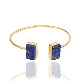 Einzigartiger 18 Karat vergoldeter Lapislazuli-Edelstein verstellbarer Armreif, Stein, Künstlicher Lapislazuli