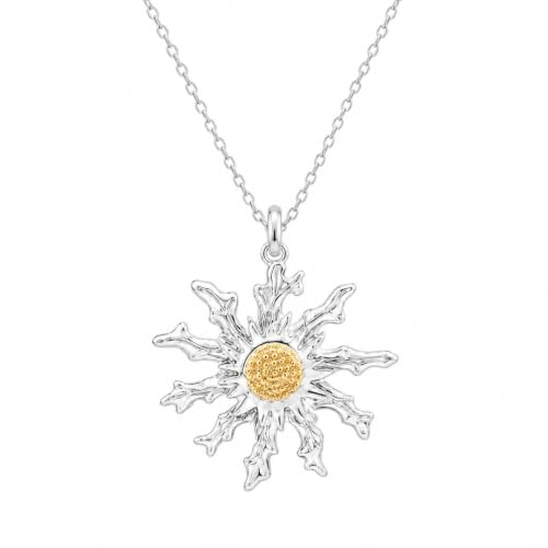 Pendentif fleur basque Eguzilore bicolore en argent et plaqué or 18k