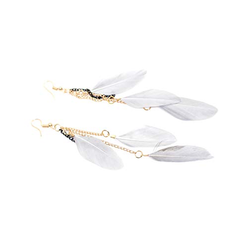 Fashion Piercing Jewelry Tassel Feather Dangle Drop Long Chain Earrings2