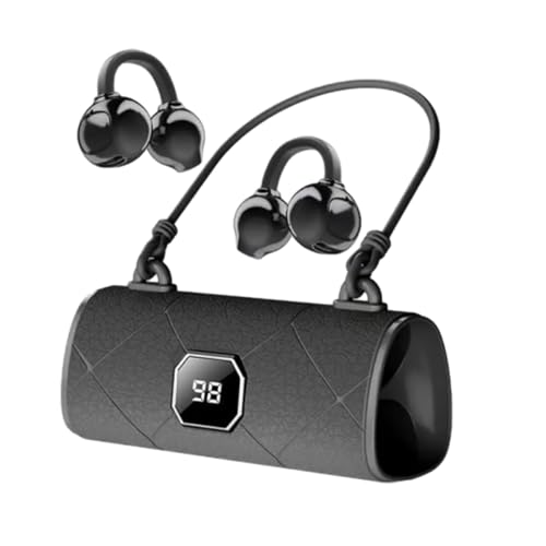 HEALT X22 Fashionable Clip On Wireless Headphones with Handbag Style, Handbag-Style Bluetooth 6.0 Ear Clip Earbuds with Led Display, 50h Play Ipx5 Waterproof for Workouts, Travel (Black)