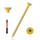 LUPANTER 500 Pcs Exterior Deck Screws #10×3 inch, 7.2lb Wood Screws with Yellow Ceramic Coating, Premium Outdoor Rust Resistant Self Taping Screws,T25 Drive Bit includs.