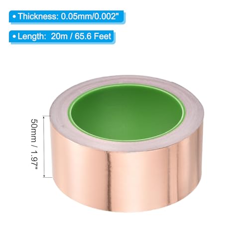 Image of PATIKIL Copper Foil Tape 1.97 Inch x 66 Feet 0.05mm Thick Double Sided Conductive Adhesive EMI Shielding for Electronics, Circuits, Grounding