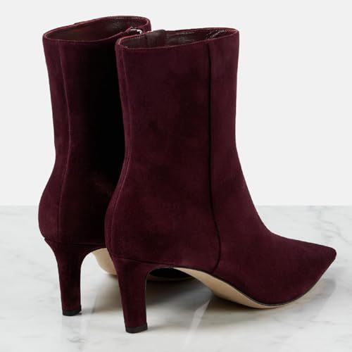 Women's High Heel Pointed Toe Block Heel Ankle Boots Fashion Suede Side Zipper Dressy Heeled Bootie Fall Winter Office Wedding Chunky Heel Booties for Ladies2