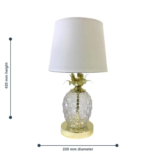 firstchoicelighting Pair of Modern Pineapple Design Touch Operated Table Lamps or Bedside Lights - Gold with White Shade Touch Lamp LED Compatible 42cm Tall