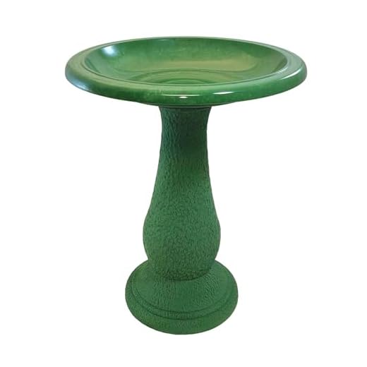 Tierra Birds and Beyond 25 in. Kale Green Fiber Clay Bird Bath Gloss Bowl/Rim, Matte Base