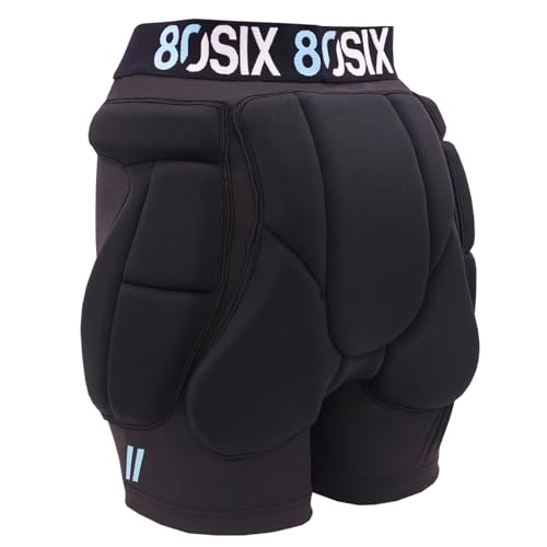 80SIX Gepolsterte Schutz-Shorts – 3D Eva Hüft-, Oberschenkel-, Steißbeinschutz – Impact-Resistant Crash Pad Protektorenhose für Snowboarden, Skifahren, Unisex für Kinder, Jugendliche, Erwachsene (M)