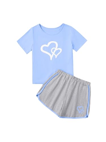 Image of Girl's 2 Piece Outfits Cute Summer T-Shirt and Graphic Shorts Clothing Sets