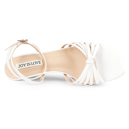 JOY IN LOVE Women's Kitten Low Strappy Heels Ankle Strap Heeled Sandals White Matte US8 by JOY IN LOVE - Used condition - Image 4