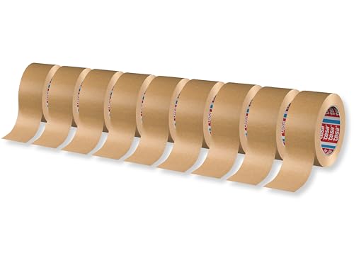 tesa tesapack 4713 Paketband im 9er Pack - Papier Klebeband zum Verschließen von Verpackungen, recyclingfreundlich und lösungsmittelfrei - braun - 9 Rollen je 50 m x 50 mm