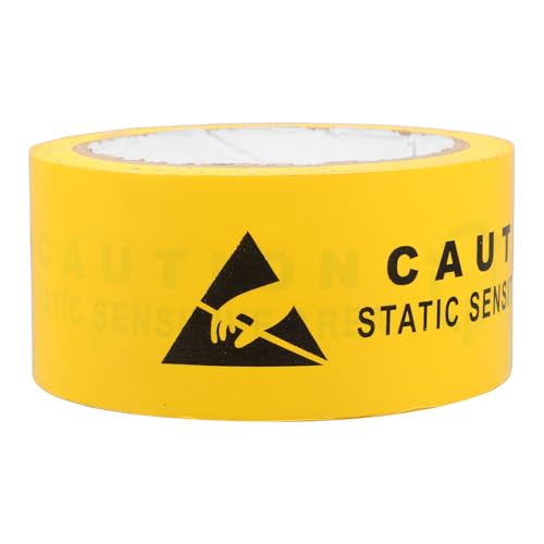 CIYODO Cinta de Seguridad Amarilla Antiestática 48 Mm X 18 M para Marcado de Suelo, Etiqueta Adhesiva de Advertencia Esd para Señalización Industrial y Prevención de Riesgos Eléctricos