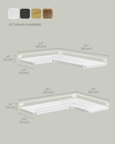 VASAGLE Floating Shelves, Set of 2, L-Shaped Corner Shelves for Wall Corner Wall Shelf, Industrial Style - Image 3