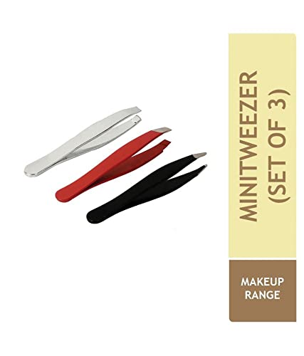 Elecsera Professional Tweezers for Eyebrows, Flat, Pointed & Slant Tip Eyebrows Tweezer Set