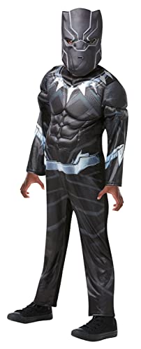 Avengers ufficiale - Costume da di lusso Panther da 7-8 anni costume da supereroe Marvel con tuta e maschera per Halloween carnevale idea regalo di Natale bambino nero