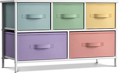 Sorbus Kids Dresser with 5 Fabric Drawers & Wood Top (Multi Color/White) - image 7