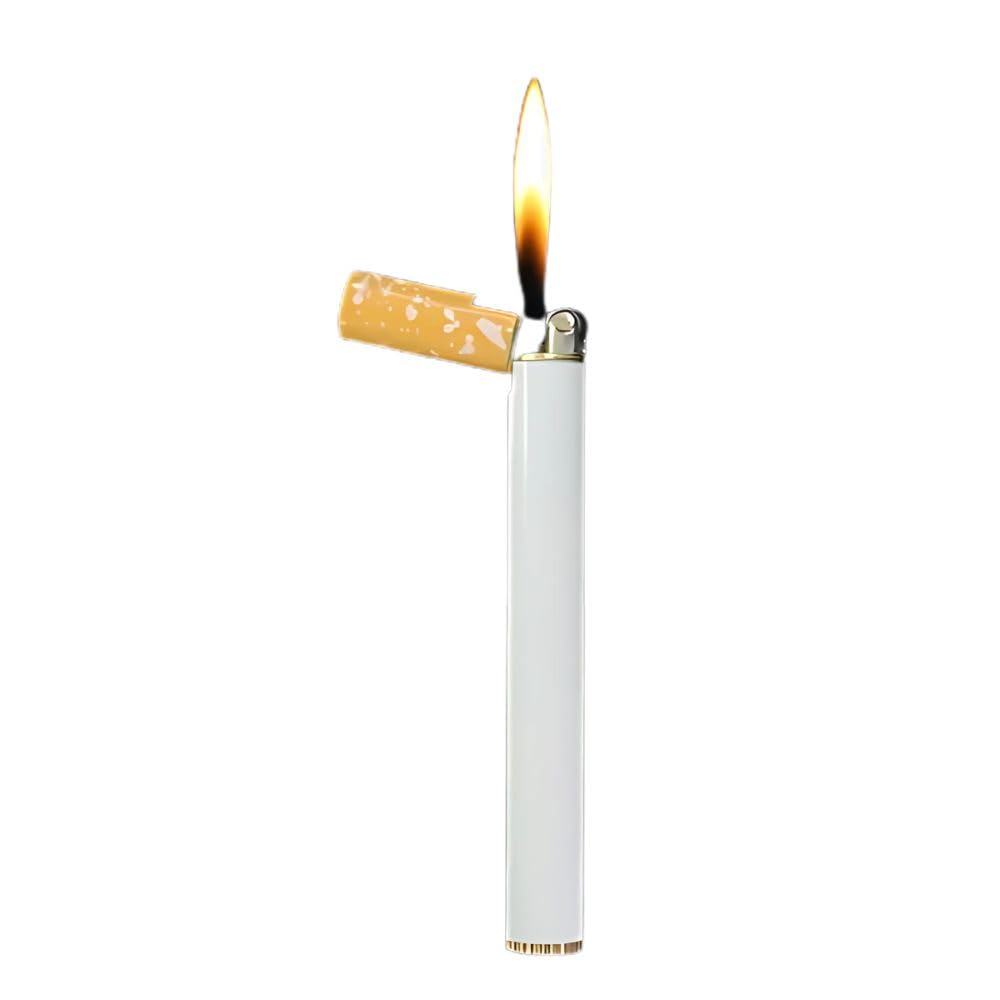 Ultra-Slim Gas Lighter, Cigarette Shape & Size, Adjustable Firepower, Portable Refillable, Smoking Accessory