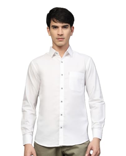 Image of Majestic Man Solid Cotton Casual Shirt - Slim Fit, Full Sleeves, Premium Button Closure
